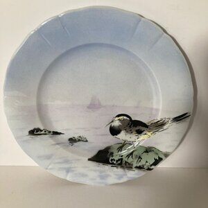 Keller & Guernin‎ Faience Handpainted 10" Plate Seashore Wagtail Bird France #2